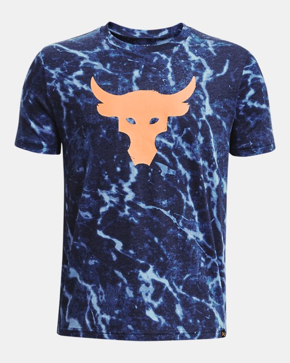 Boys' Project Rock Marble Print Short Sleeve in Blue image number 0